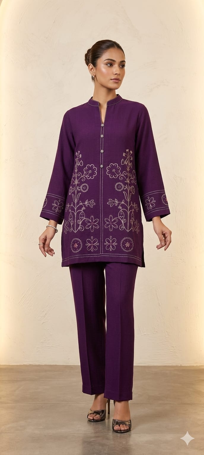 Midnight Silk Kurti Detail