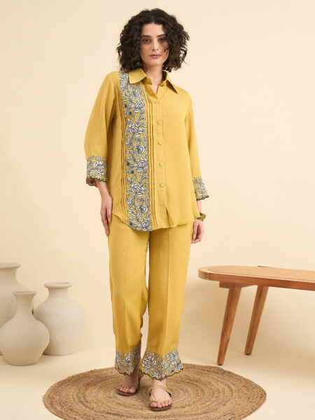 Miss Rezanna Yellow Embroidery Co-Ord Set